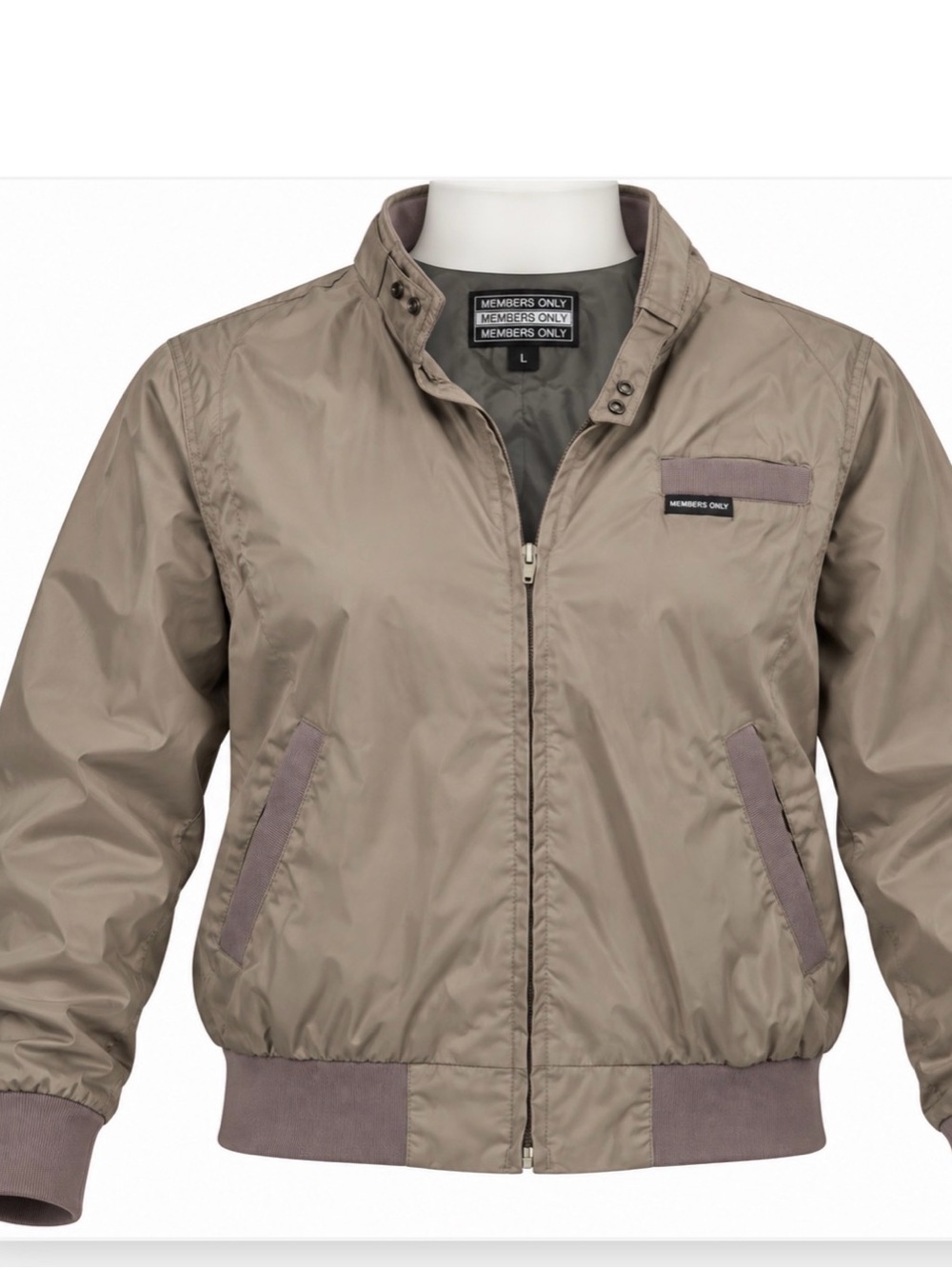 Members Only Taupe/Gray Lightweight Bomber Jacket